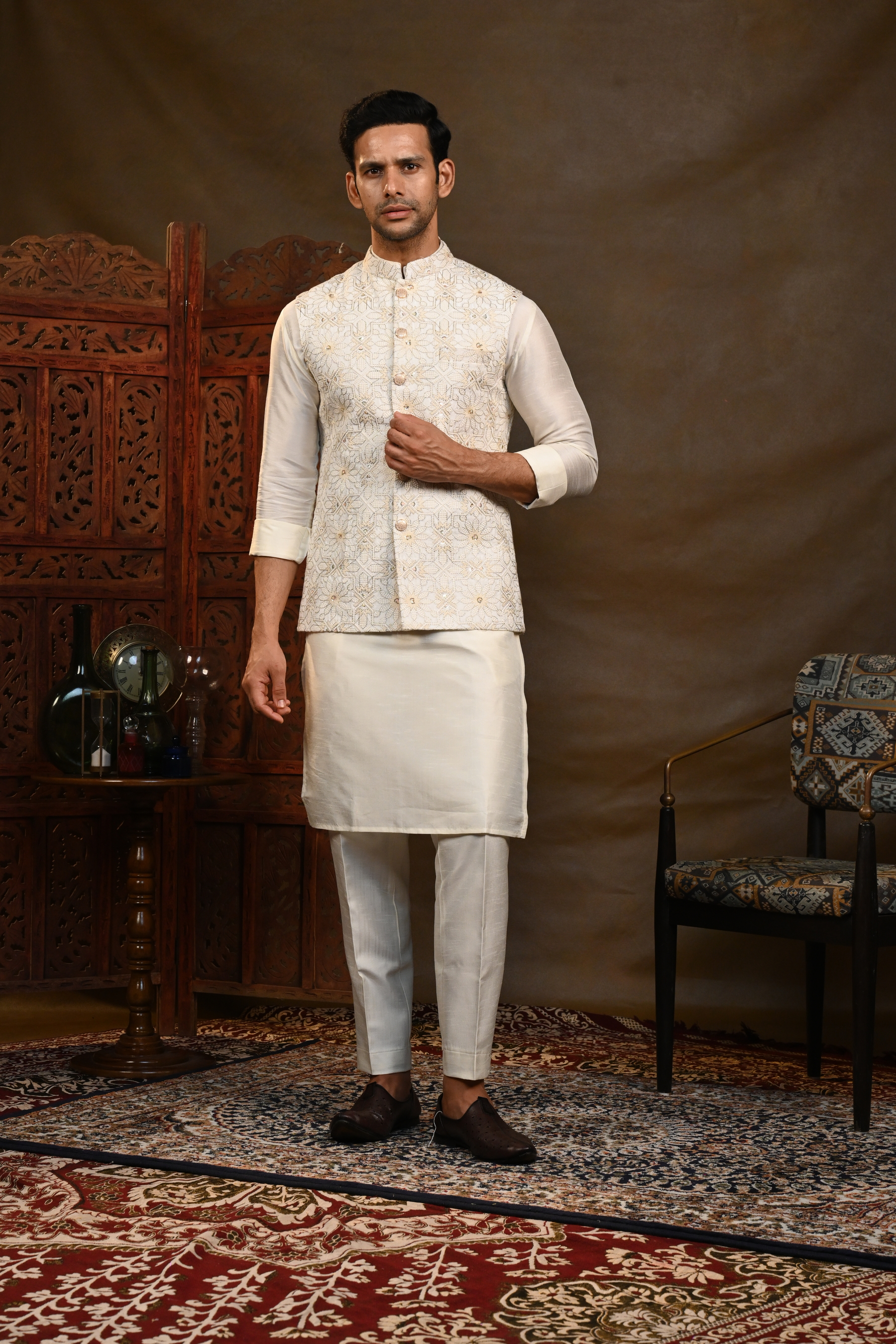 Alban Kurta Jacket Set