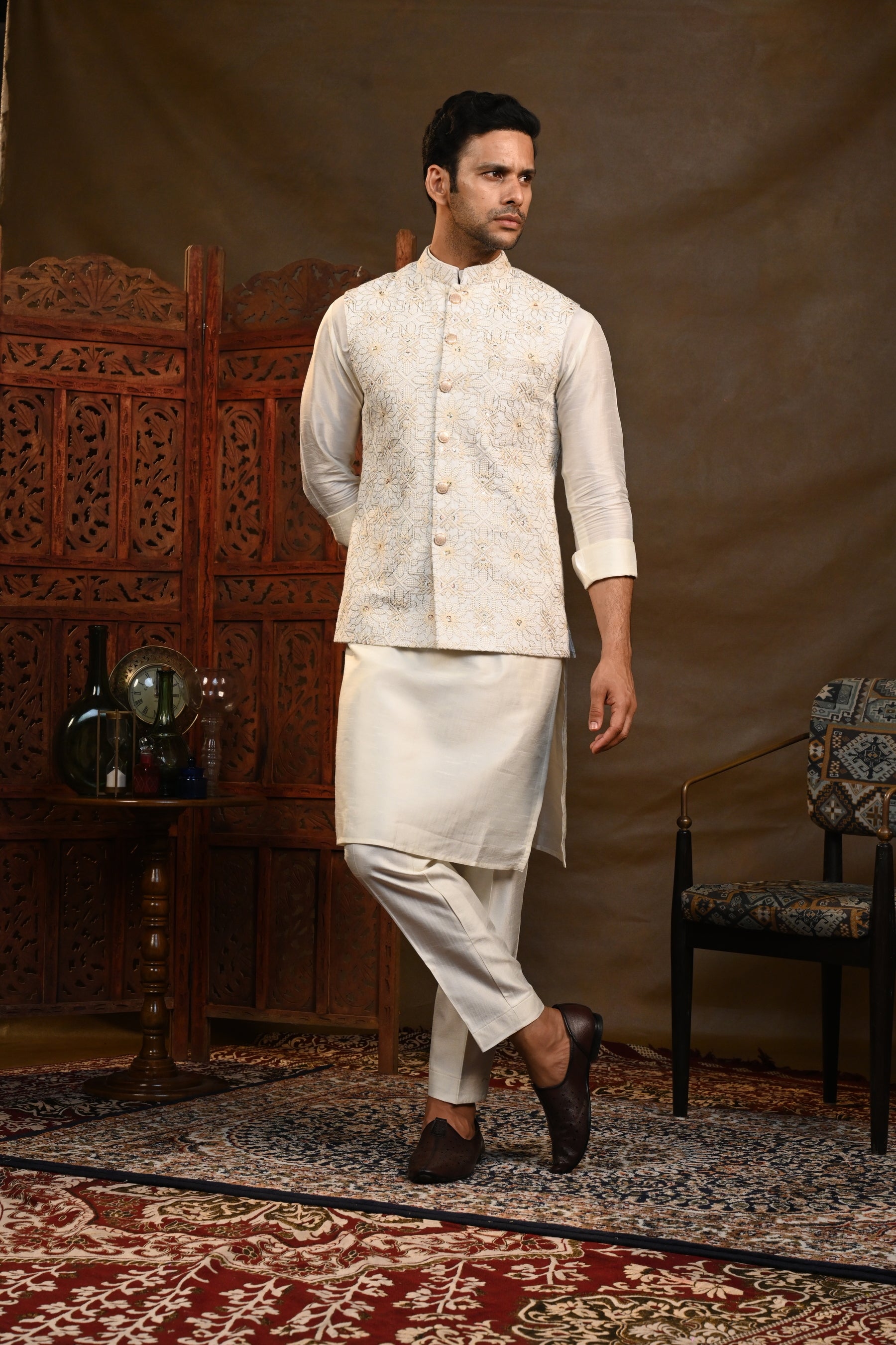 Alban Kurta Jacket Set