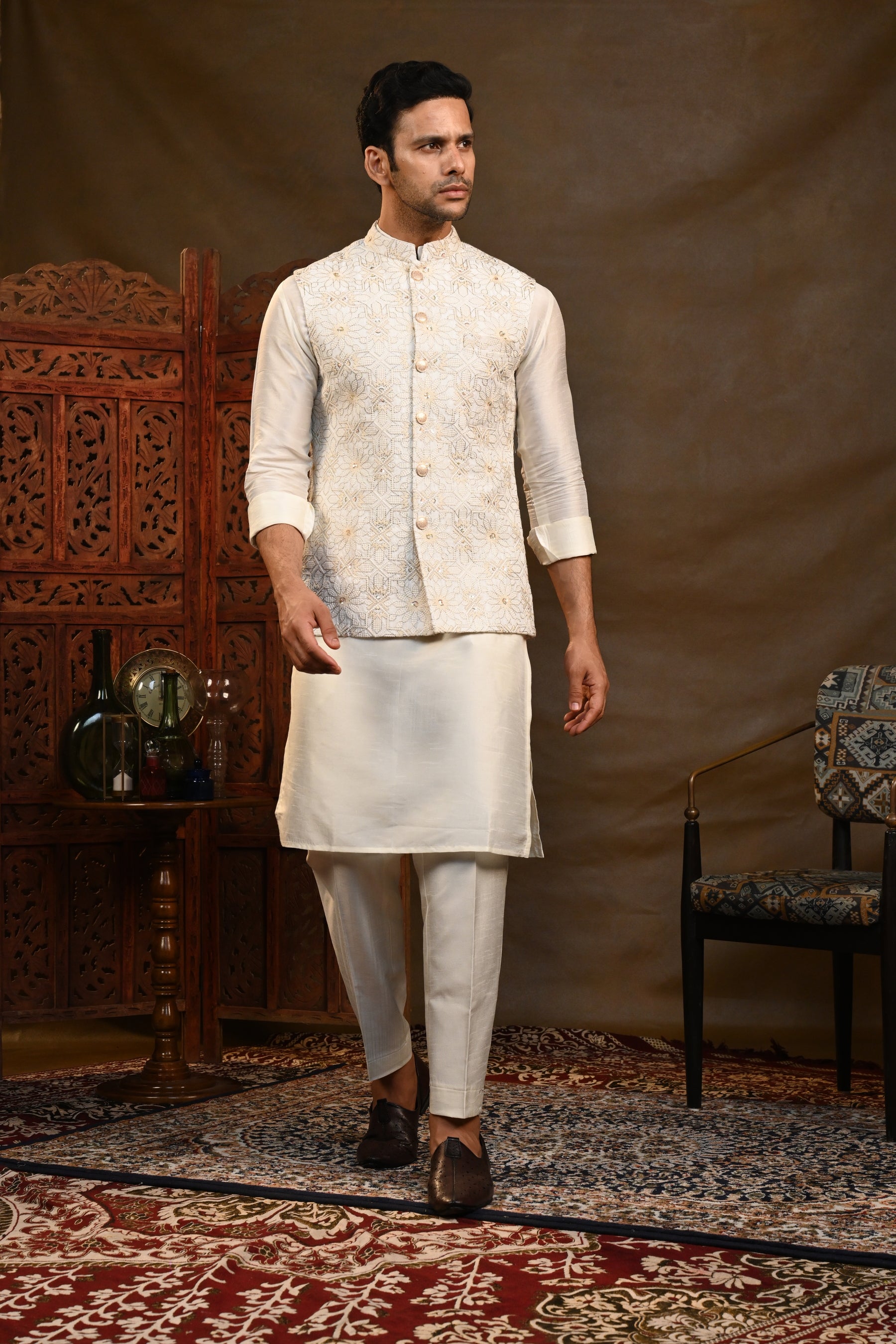 Alban Kurta Jacket Set