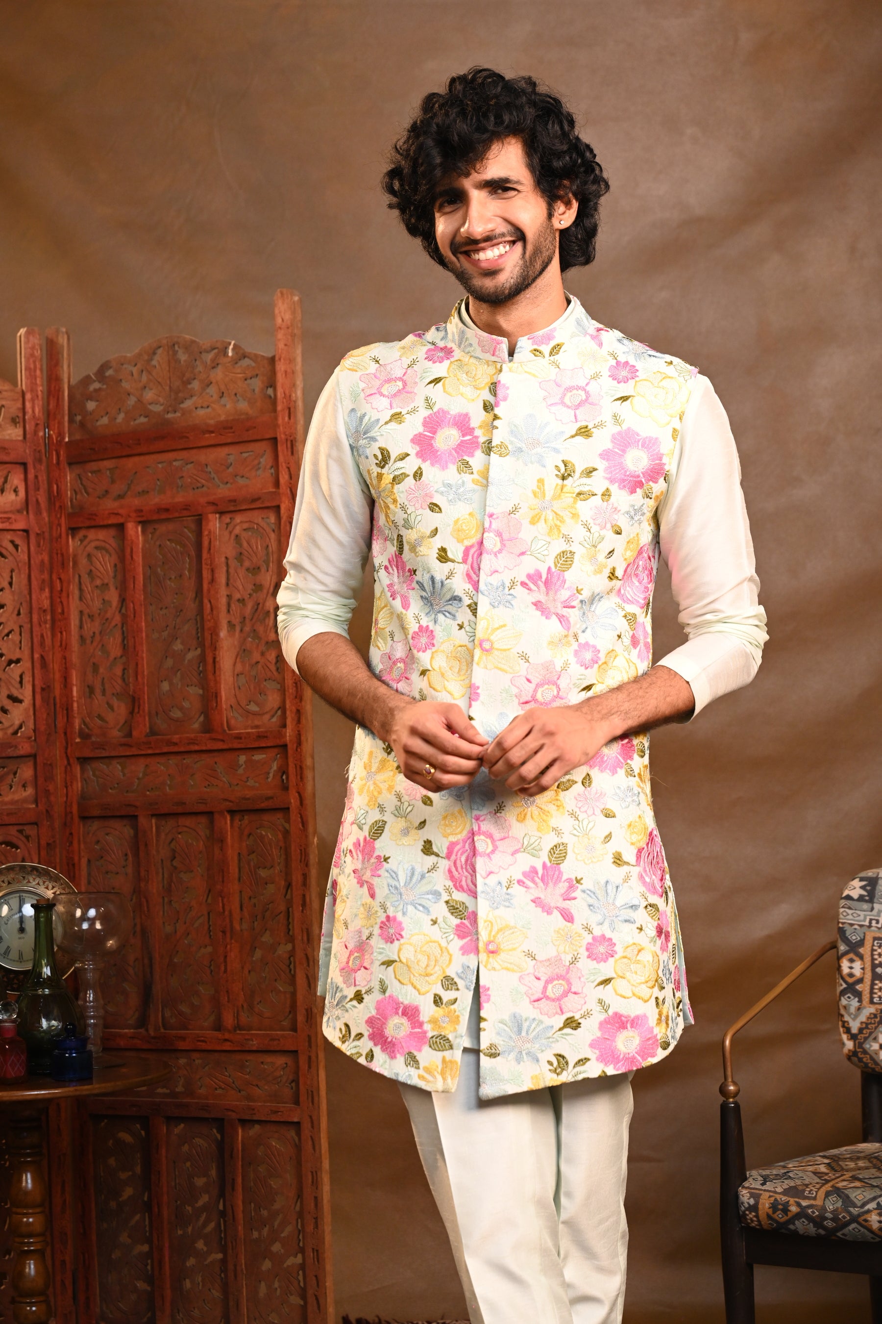 Gulzar Long Kurta Jacket Set