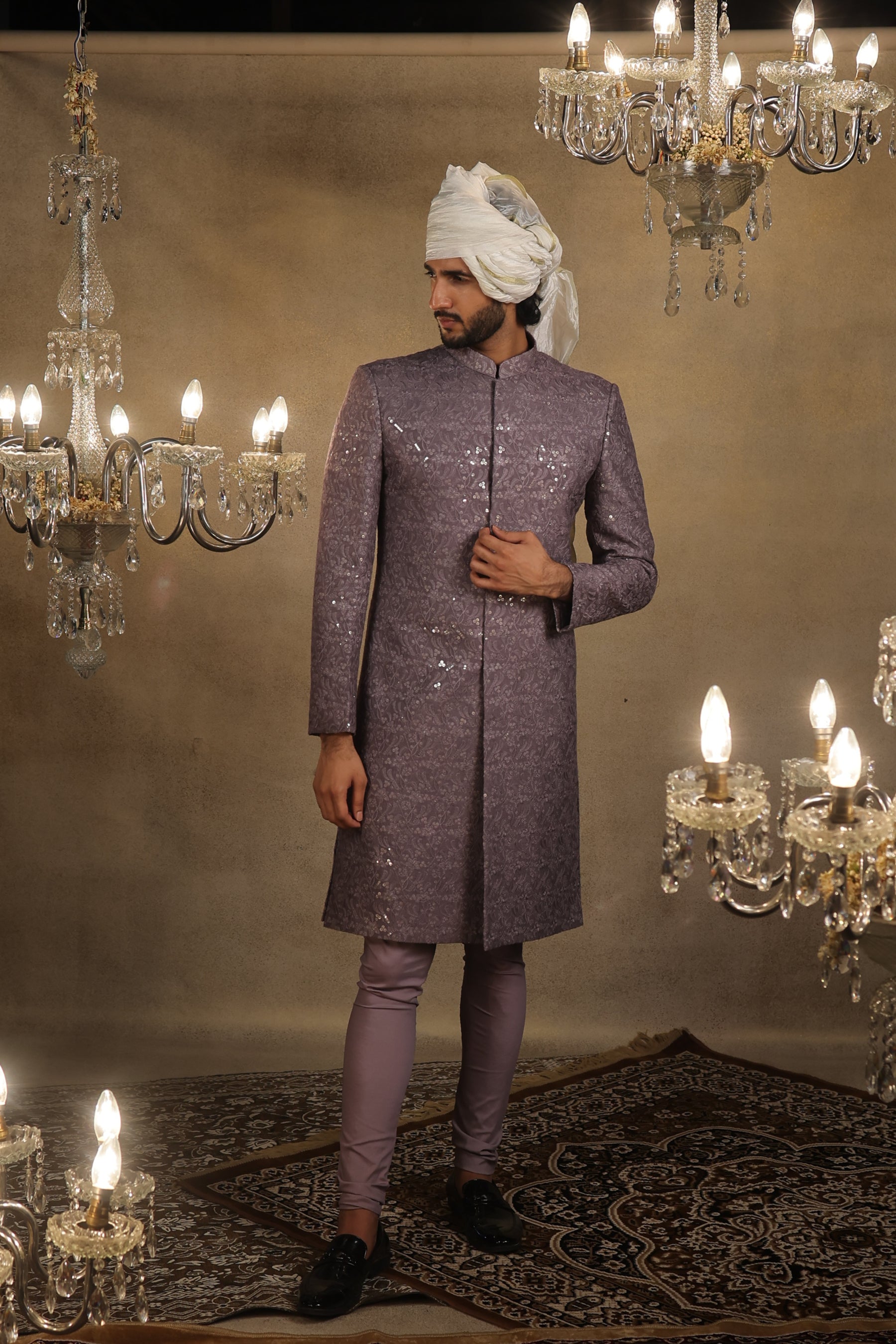 Naksh Silk Sherwani Set