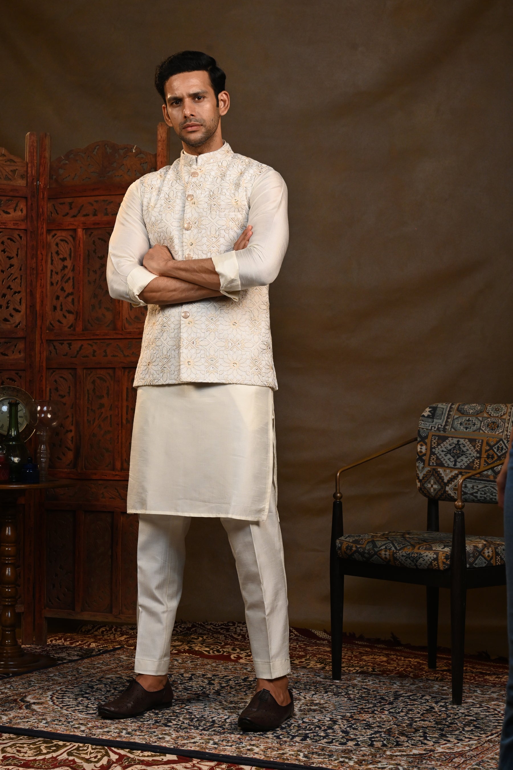 Alban Kurta Jacket Set